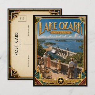 Lake Ozark Missouri Vintage Art Deco Gouden Tijdpe Briefkaart