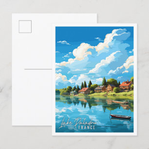 Lake Paladru Frankrijk vintage reisillustratie Briefkaart