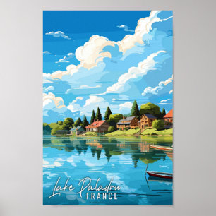 Lake Paladru Frankrijk vintage reisillustratie Poster