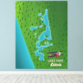 Lake Pape Letland-kaart Canvas Afdruk (Insitu (Houten vloer))