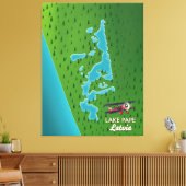 Lake Pape Letland-kaart Canvas Afdruk (Insitu (Woonkamer))