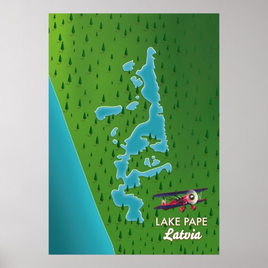 Lake Pape Letland-kaart Poster (Voorkant)