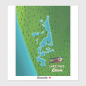 Lake Pape Letland-kaart Sticker (Vel)
