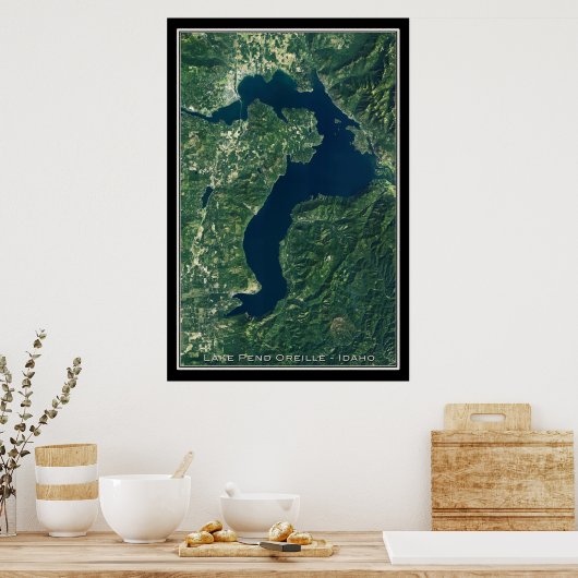 Lake Pend Oreille Idaho Satellite Poster Map (Keuken)