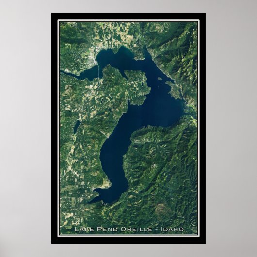 Lake Pend Oreille Idaho Satellite Poster Map (Voorkant)