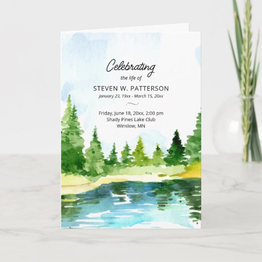 Lake Pine Bomen, Viering van het leven Foto Begraf Programma (Voorkant)