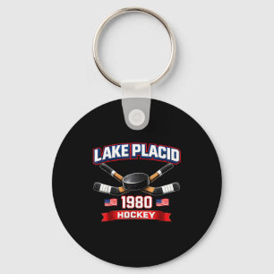 Lake placid 1980 hockey vintage usa puck new york sleutelhanger