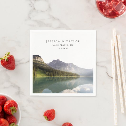 Lake Placid Bruiloft Aangepaste Foto Cocktail Serv Servet (Insitu)