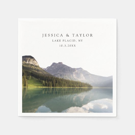 Lake Placid Bruiloft Aangepaste Foto Cocktail Serv Servet (Voorkant)