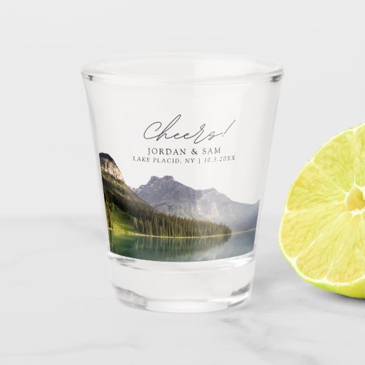 Lake Placid Foto Bruiloft Favor Cheers Shot Glass Glas (Voorkant)