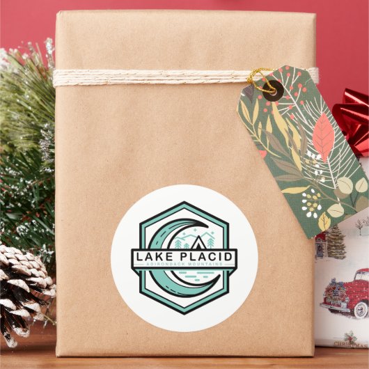 LAKE PLACID maan hexa Ronde Sticker (Feestdagen)
