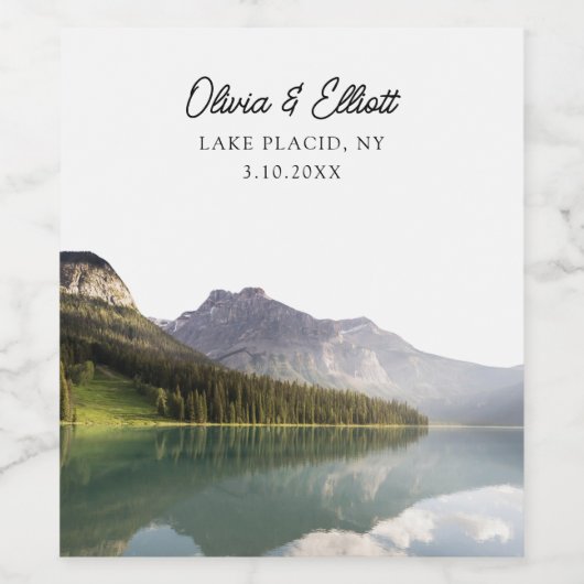 Lake Placid New York Bruiloft Wijn Label Wijn Etiket (Enkel label)