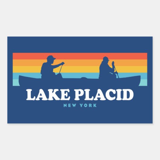 Lake Placid New York Canoe Rechthoekige Sticker (Voorkant)