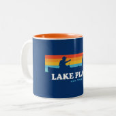Lake Placid New York Canoe Tweekleurige Koffiemok (Voorkant links)