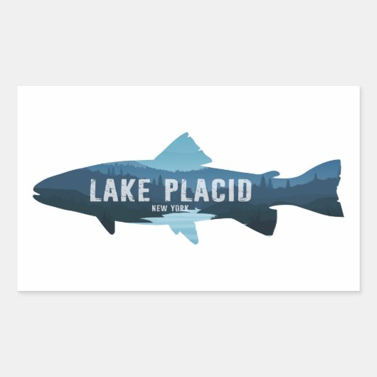 Lake Placid New York Fish Rechthoekige Sticker (Voorkant)
