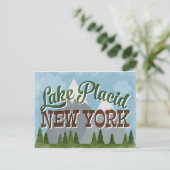 Lake Placid New York Fun Retro Snowy Mountains Briefkaart (Staand voorkant)