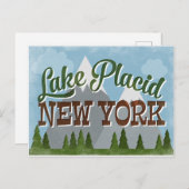 Lake Placid New York Fun Retro Snowy Mountains Briefkaart (Voorkant / Achterkant)