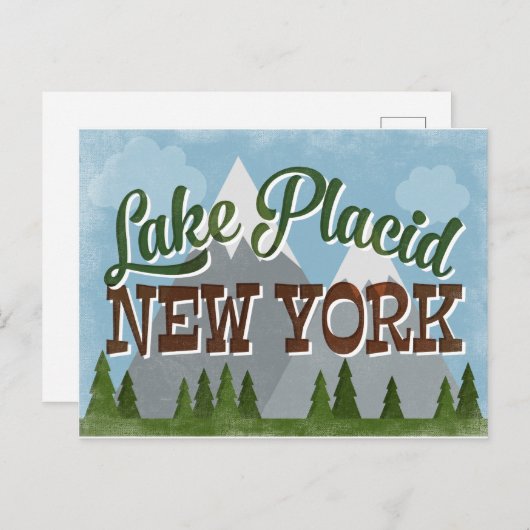 Lake Placid New York Fun Retro Snowy Mountains Briefkaart (Voorkant / Achterkant)