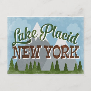 Lake Placid New York Fun Retro Snowy Mountains Briefkaart