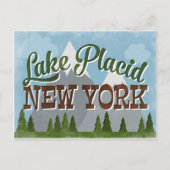 Lake Placid New York Fun Retro Snowy Mountains Briefkaart (Voorkant)