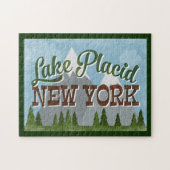 Lake Placid New York Fun Retro Snowy Mountains Legpuzzel (Horizontaal)