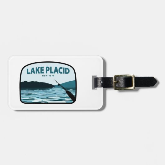 Lake Placid New York Gevist Rod Bagagelabel (Voorkant horizontaal)