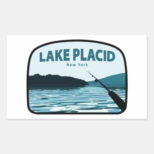 Lake Placid New York Gevist Rod Rechthoekige Sticker (Voorkant)