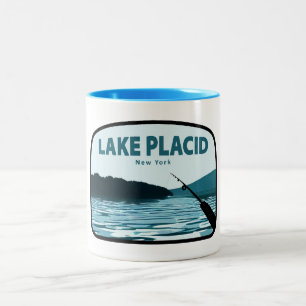 Lake Placid New York Gevist Rod Tweekleurige Koffiemok