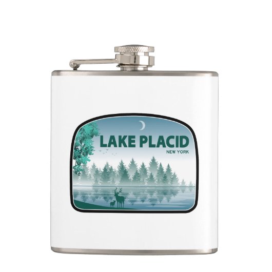 Lake Placid New York Herten Heupfles (Voorkant)