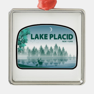 Lake Placid New York Herten Metalen Ornament