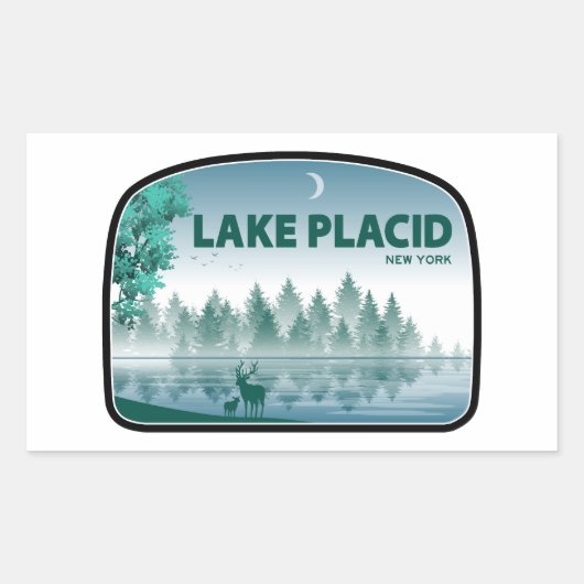 Lake Placid New York Herten Rechthoekige Sticker (Voorkant)