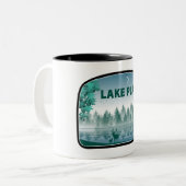 Lake Placid New York Herten Tweekleurige Koffiemok (Voorkant links)