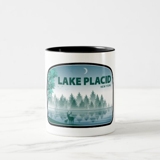 Lake Placid New York Herten Tweekleurige Koffiemok (Center)