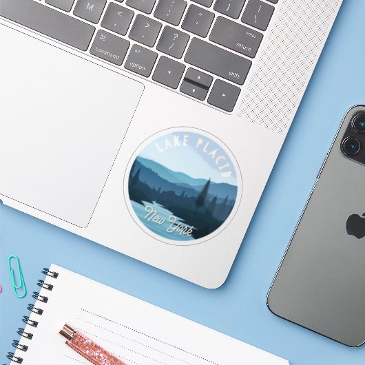 Lake Placid, New York Landschap Sticker (Laptop met iPhone)