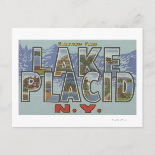 Lake Placid, New York - Large Letter Scenes Briefkaart (Voorkant)