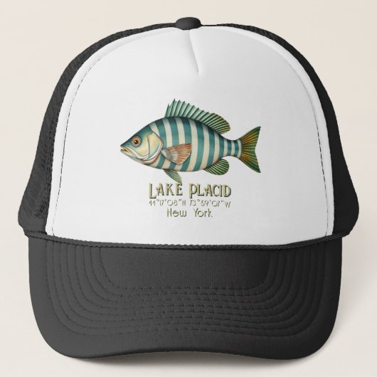 Lake Placid New York nautische vis kleding Trucker Pet (Voorkant)