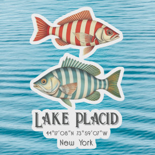 Lake Placid New York nautische vissen Sticker