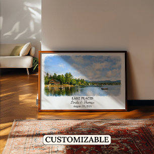 Lake Placid New York Poster, Aquarel, Op Maat Poster