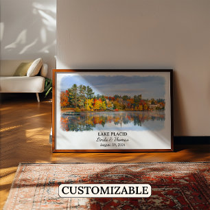 Lake Placid New York Poster, Aquarel, Op Maat Poster