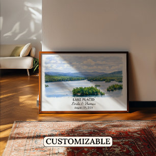 Lake Placid New York Poster, Aquarel, Op Maat Poster