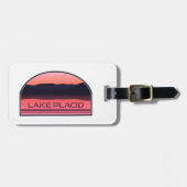 Lake Placid New York Red Sunrise Bagagelabel (Voorkant horizontaal)