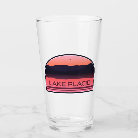 Lake Placid New York Red Sunrise Glas (Voorkant)