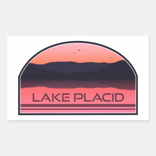 Lake Placid New York Red Sunrise Rechthoekige Sticker (Voorkant)