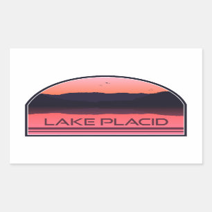 Lake Placid New York Red Sunrise Rechthoekige Sticker
