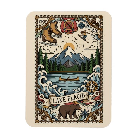 Lake Placid New York Reizen Magneet (Verticaal)