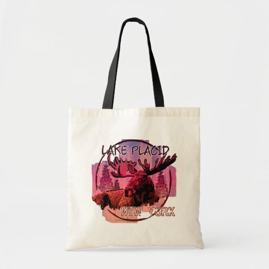 Lake Placid New York rustieke eland canvas tas (Voorkant)