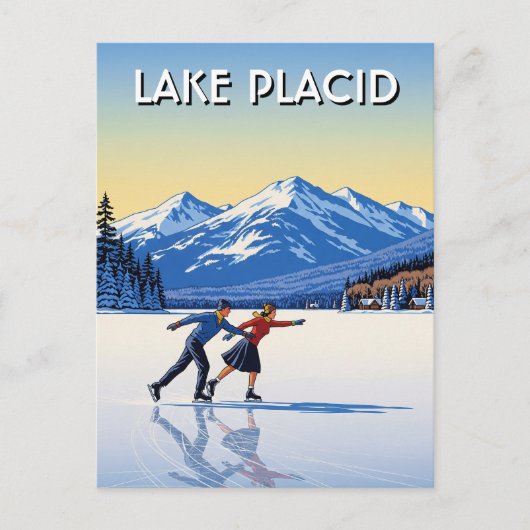 Lake Placid New York Schaatsen Reizen Briefkaart (Voorkant)