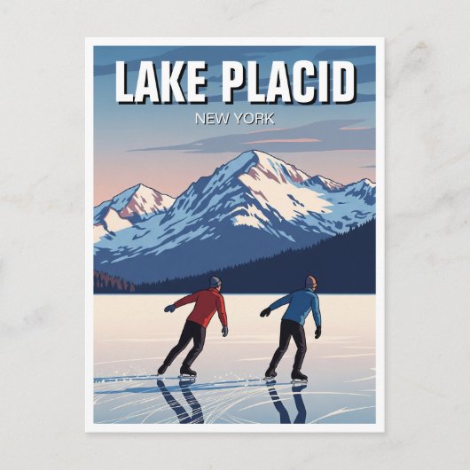 Lake Placid New York Schaatsen Reizen Briefkaart (Voorkant)
