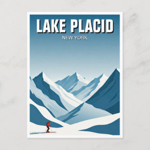 Lake Placid New York Skiën Skier Reizen Briefkaart