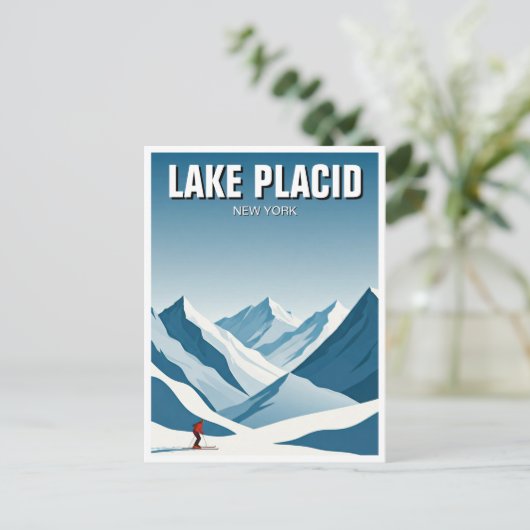 Lake Placid New York Skiën Skier Reizen Briefkaart (Staand voorkant)